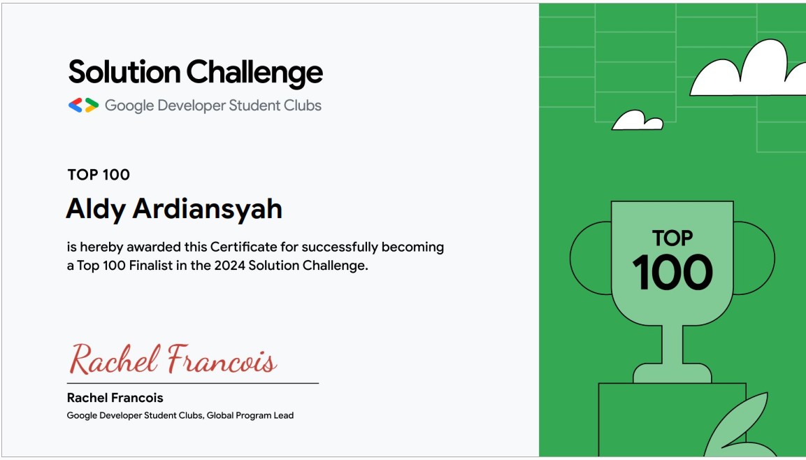 Global Top 100 GDSC Solution Challenge 2024 — Google for Developers
